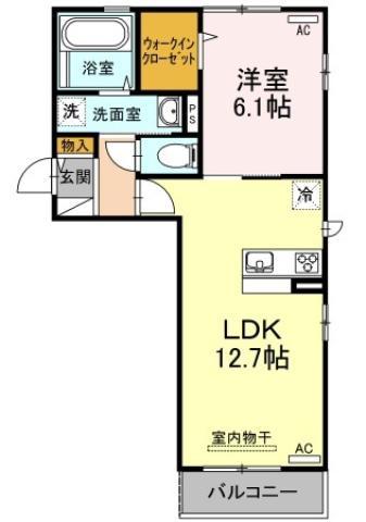 シャンデリア(1LDK/2階)の間取り写真