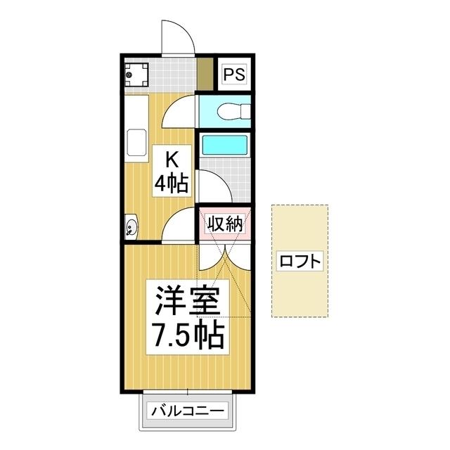ハイツ・アカトキD(1K/1階)の間取り写真