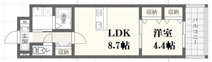 MISTRAL龍野町(1LDK/1階)の間取り写真