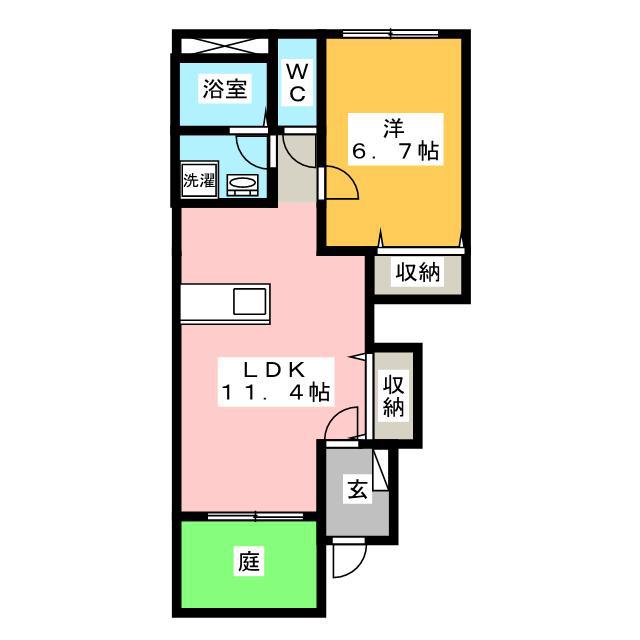 フィロス(1LDK/1階)の間取り写真