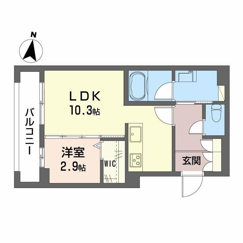 シャーメゾン ウィステリア(1LDK/2階)の間取り写真