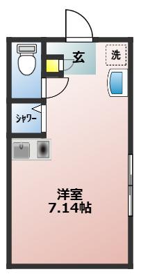 第二富岳荘(ワンルーム/1階)の間取り写真