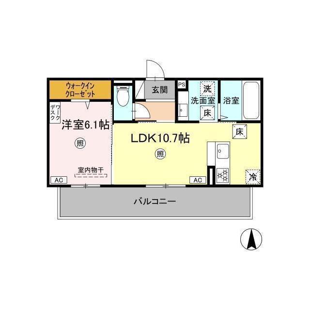 SAKURA B棟(1LDK/1階)の間取り写真