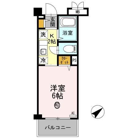 クレール加茂(ワンルーム/3階)の間取り写真
