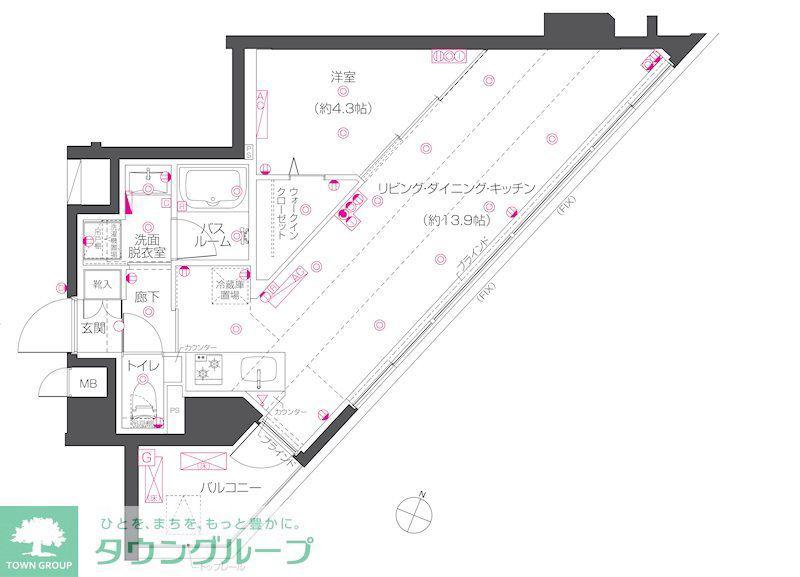 ZOOM練馬高野台(1LDK/5階)の間取り写真