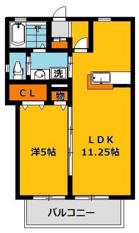 Y3ツルタ・パナハイツ(1LDK/1階)の間取り写真