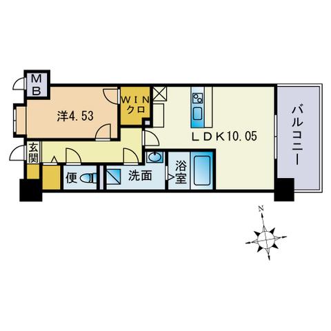 LASANTE大橋リバーサイドテラス(1LDK/11階)の間取り写真