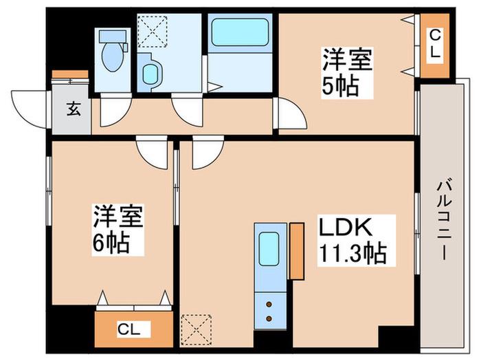レジデンス桜樺(2LDK/2階)の間取り写真
