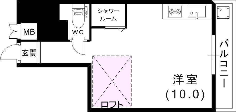 山麓ハイツ(ワンルーム/3階)の間取り写真