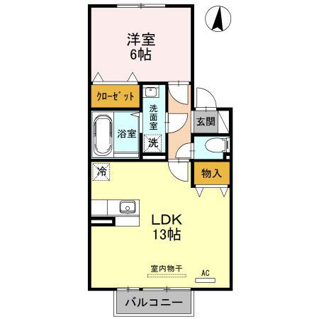 ディアドリームA(1LDK/2階)の間取り写真