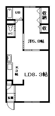 安立マンション(1LDK/2階)の間取り写真