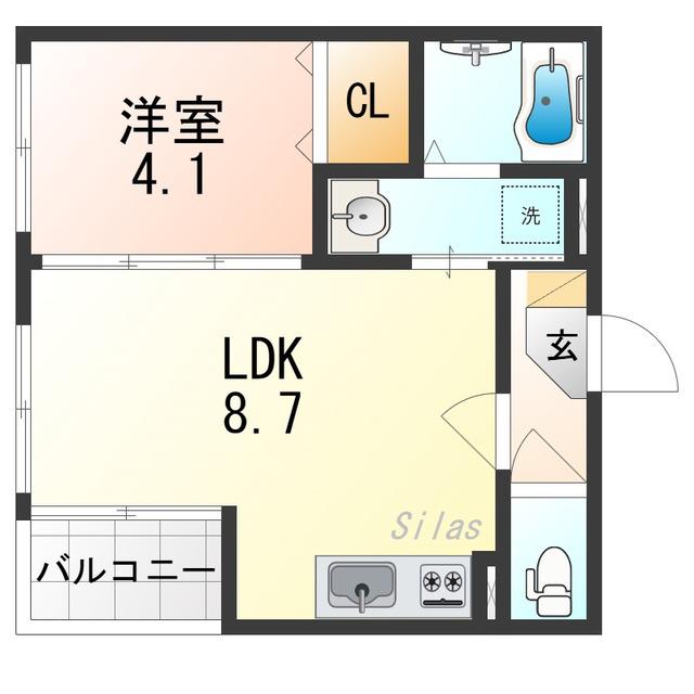 ハーモニーテラス小路東VII(1LDK/1階)の間取り写真