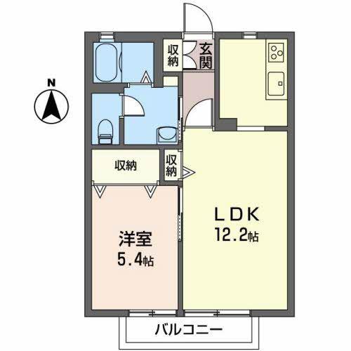 メゾン花巧房E(1LDK/2階)の間取り写真