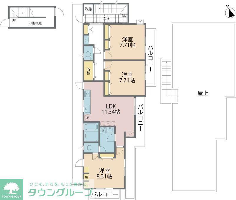 アクアハイム(3LDK/2階)の間取り写真