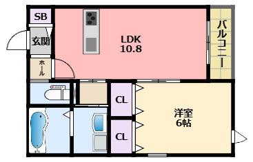 アンティーム桜(1LDK/1階)の間取り写真
