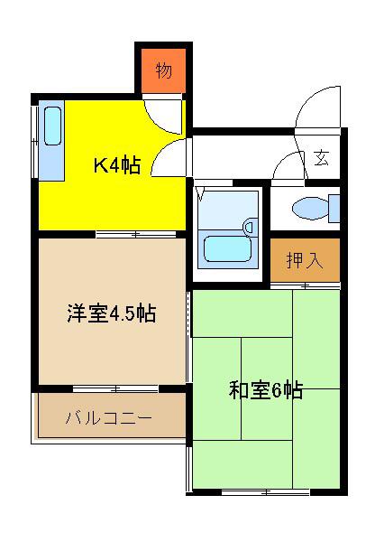 クレール五番館(1LDK/2階)の間取り写真