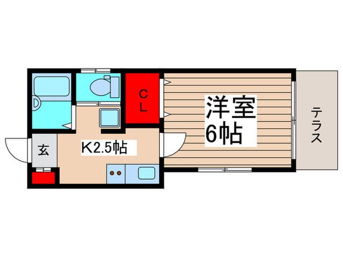 JR総武線 西船橋駅 徒歩9分 3階建 築26年(1K/1階)の間取り写真