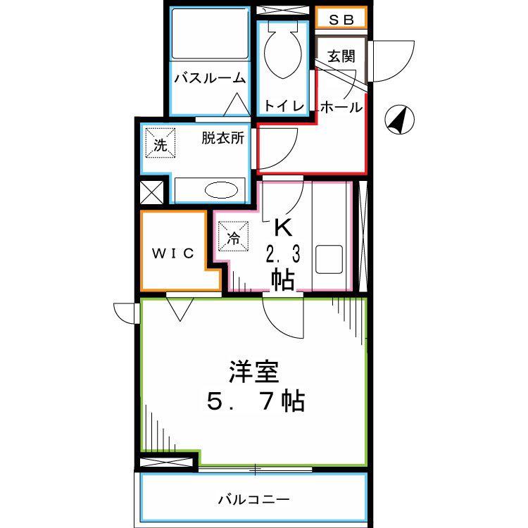 パレス国分寺(1K/3階)の間取り写真