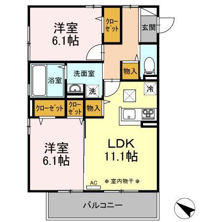セジュールIMACHI(2LDK/1階)の間取り写真