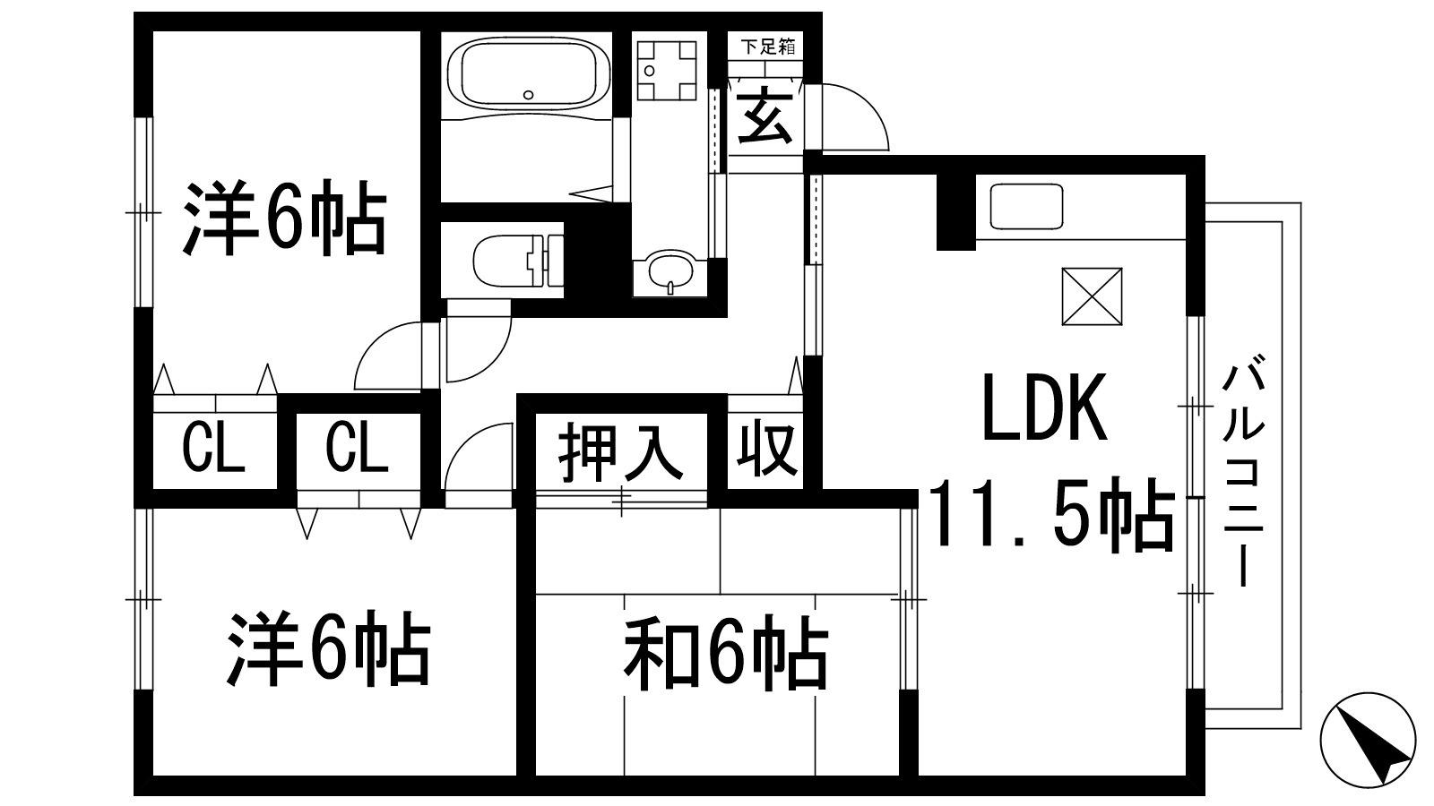 フィルグリーン(3LDK/1階)の間取り写真