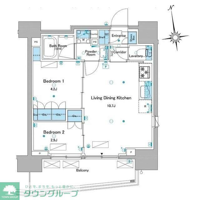 ルフォンプログレ品川大井(2LDK/13階)の間取り写真