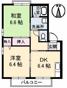 ヘリテージ雅I A棟(2DK/1階)の間取り写真