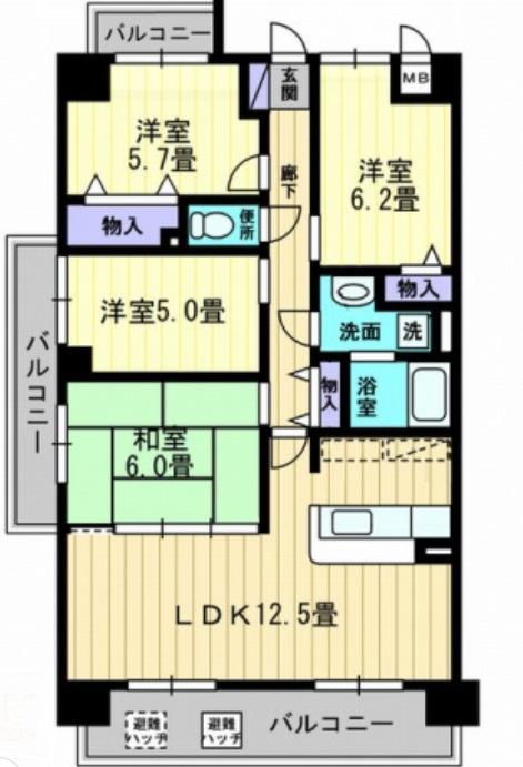 ルミナスMIZUHO京町(4LDK/8階)の間取り写真
