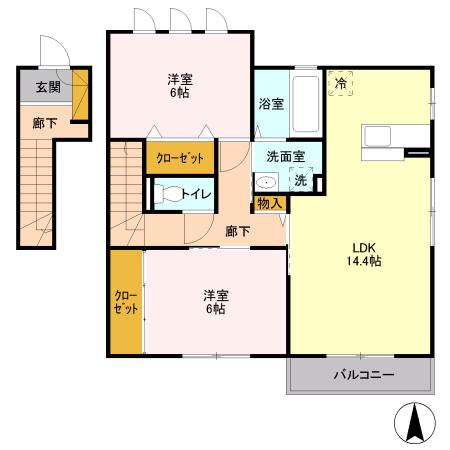 グレイスコート(2LDK/2階)の間取り写真
