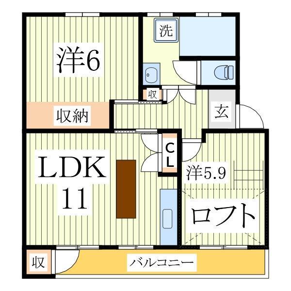 久寺家マンションB棟(2LDK/4階)の間取り写真
