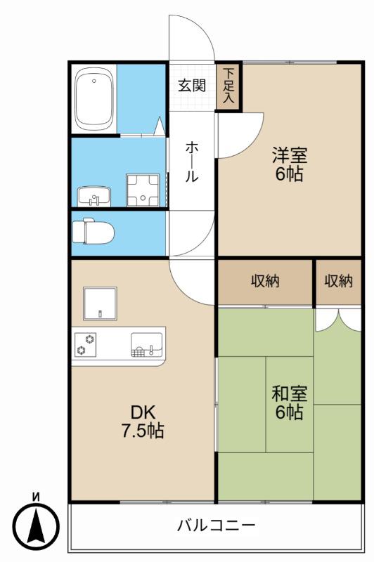 ヴァンベール東大宮(2DK/1階)の間取り写真