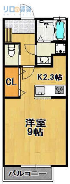 プレジール(1K/2階)の間取り写真