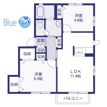 ポラール湘南深沢(2LDK/2階)の間取り写真