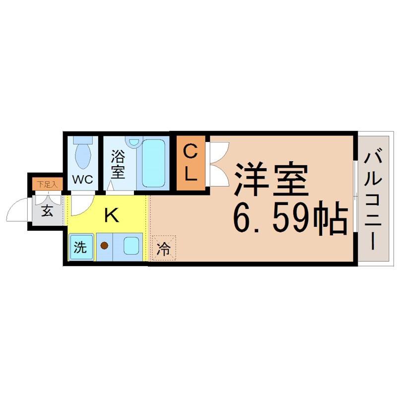 ブロンズ森島(1K/5階)の間取り写真