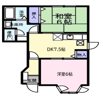 グランドールメゾンⅡ(2DK/1階)の間取り写真