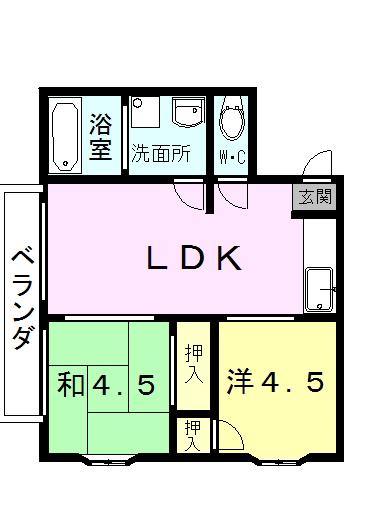 峠ハイツ(2LDK/1階)の間取り写真