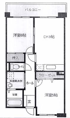 ルプソアール(2LDK/4階)の間取り写真