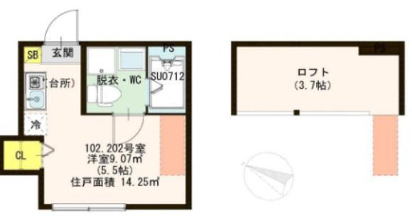 アリー小菅(ワンルーム/2階)の間取り写真