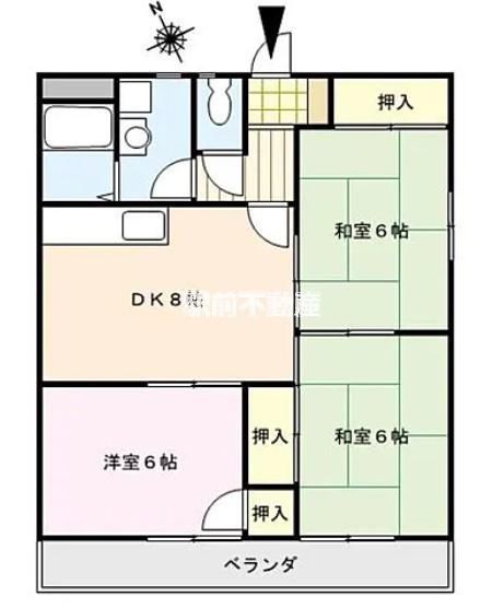 イーストハイツ高崎(3LDK/3階)の間取り写真