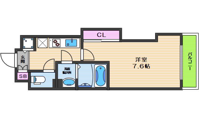 LUXE難波西III(1K/12階)の間取り写真