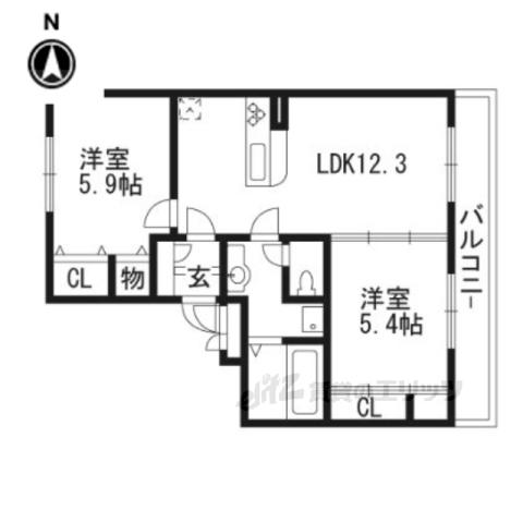KOMEJYU(2LDK/1階)の間取り写真