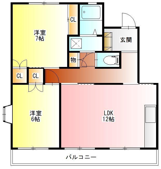 アルカディア(2LDK/2階)の間取り写真