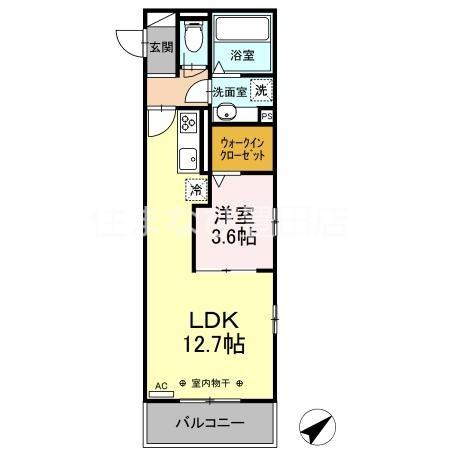 P・S・H(1LDK/2階)の間取り写真