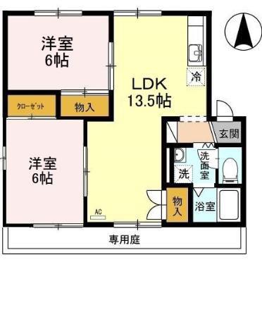 セントラルハイツ今村A棟(2LDK/1階)の間取り写真