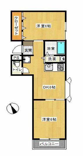 メゾン中島(2DK/2階)の間取り写真