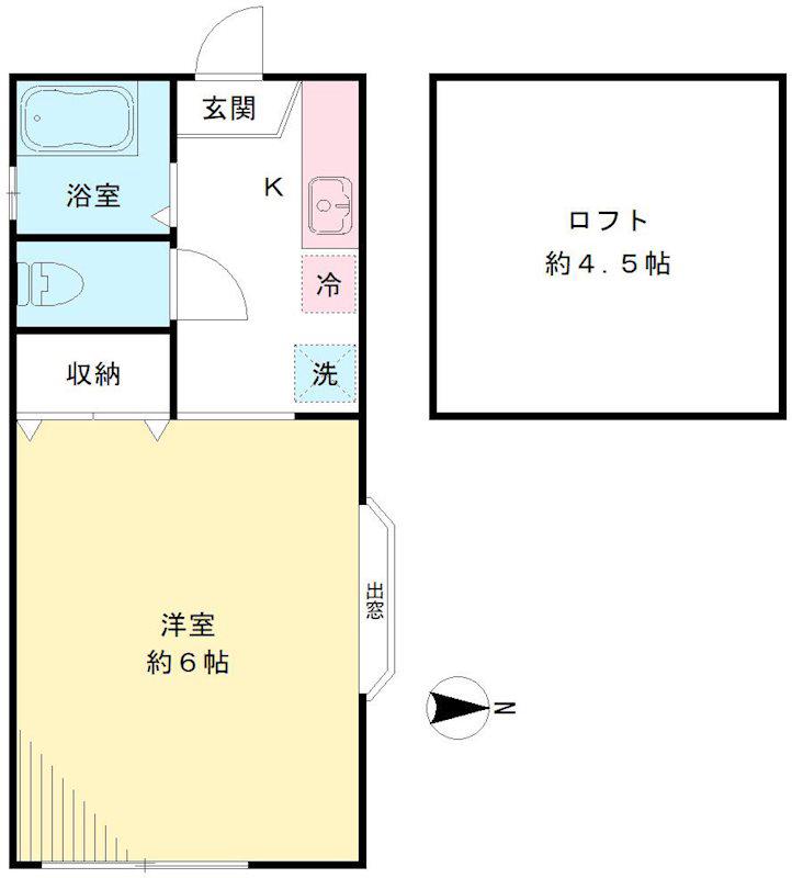 フロムココ(ワンルーム/1階)の間取り写真