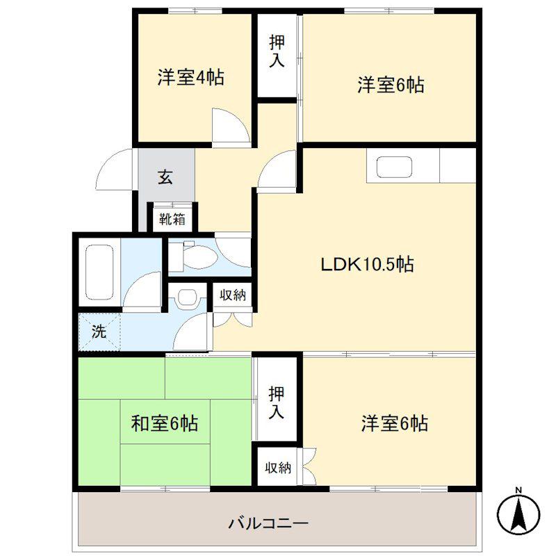 レジデンス沢野(4LDK/2階)の間取り写真