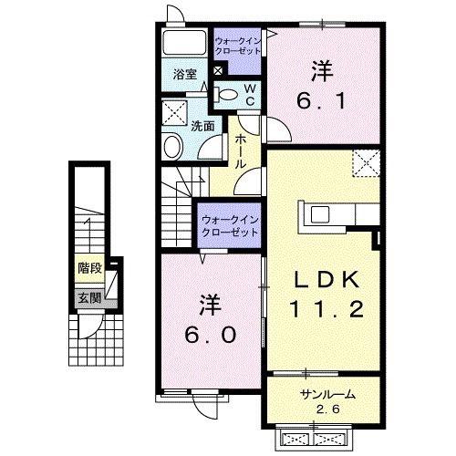 カンプ・ノウ(2LDK/2階)の間取り写真
