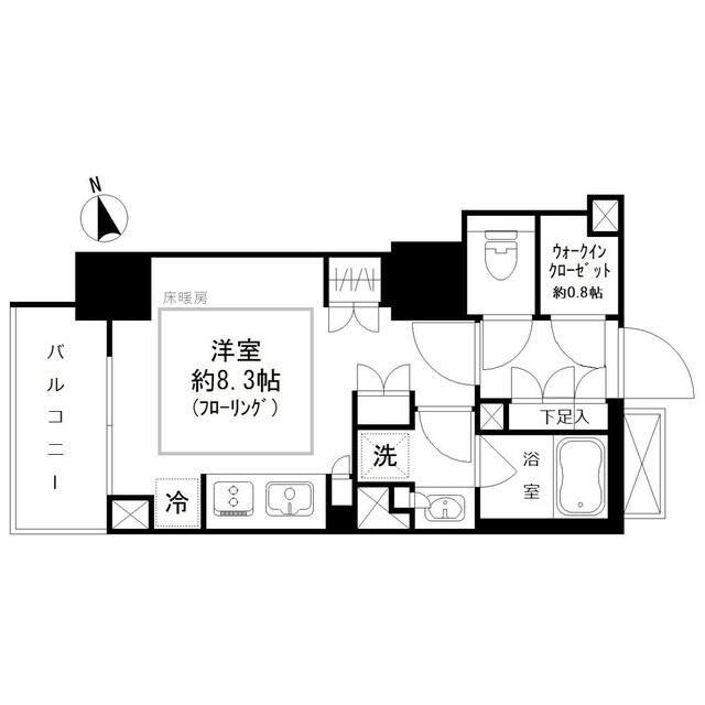 パークリュクス虎ノ門(ワンルーム/7階)の間取り写真