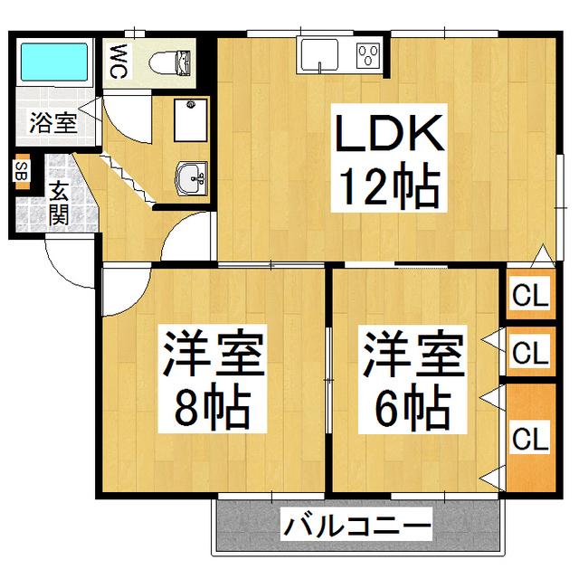コーポ沢清水(2LDK/2階)の間取り写真