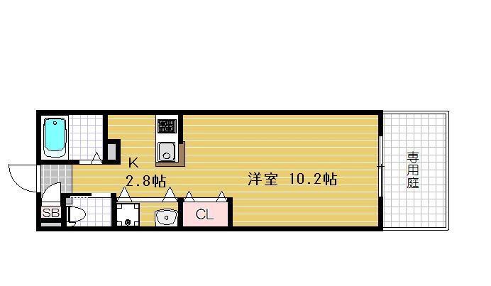 リヴェール曽根(1K/1階)の間取り写真